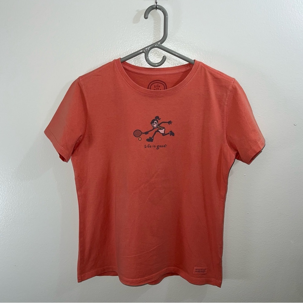 Life is Good salmon tennis player tshirt women’s size medium
